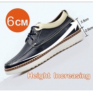 Men Casual Shoes Genuine Leather Black Men Shoes Elevator 6 cm Invisible Height Increasing Shoes Siz