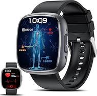 Smartwatch with VFC/BMI/Uric Acid/Lipids, 50 cm AMOLED Men's Smart Watch with 24/7 Blood Pressure/Bo