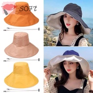 SOFTNESS Bucket Hat Spring Summer Anti-UV Portable Panama Hat Sun Hat