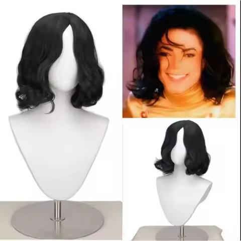 Anime Michael Jackson Cosplay Michael Cosplay Black Wigs Michael Role Play Young Curly Black Hair Wi