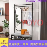 YL477換鞋凳 衣帽架 全身鏡 多功能一體架 落地鏡 鞋架 掛衣架 鞋櫃 軟包坐凳Clothes hanger full body mirror shoes stool  全新包送貨上門