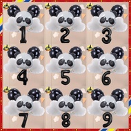 6pcs Panda Balloon with Number Black Foil Balloon Set Kid Birthday Party Photo Backdrop Decoration