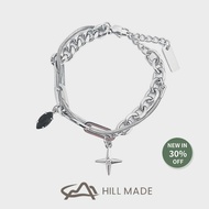 Wrapped Black Gemstone Cross Necklace For Men/High Quality Guarantee Non Fade Waterproof/Jackson Wan