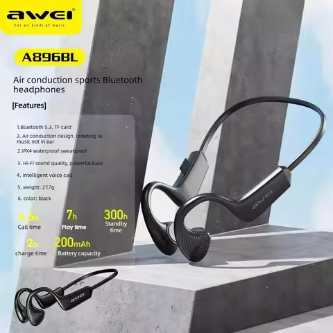 Awei A896BL Air Conduction Bluetooth Headset Neck Hanging Wireless Earphone Rear Mounted Stereo Spor