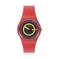 Swatch Concentric Red Quartz 34mm Silicone Strap Watch