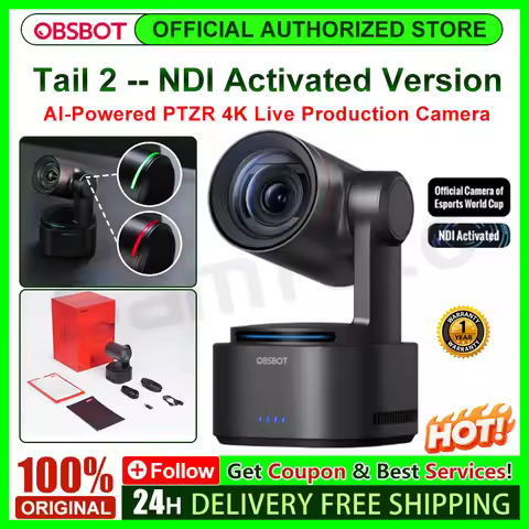 NEW OBSBOT Tail 2 AI-Powered PTZR 4K Live Production Camera - NDI Activated