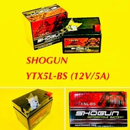 แบตเตอรี่ SONIC Shogun : YTX5L-BS 12V/5AH (กว้าง.ยาว.สูง 6.5x11x8.5cm.) ขั้วบวกขวา พร้อมน็อต : SHOGUN