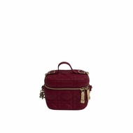 【DIOR】紅色小牛皮 金扣 Vanity Bag 化妝包（二手）K2820