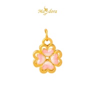 MASDORA 999 Gold Pendant Loket Emas ~ Lovely Clover (Pink) (EMAS 999/24K) -- FREE 925 SILVER NECKLAC