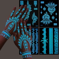 6PCS/SET Luminous tattoo Sticker India henna Lace tattoo Sticker Hollow Hand henna tattoo