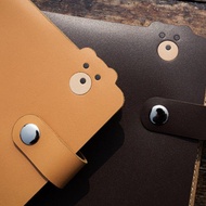 小熊旅行筆記本 / 真皮卡包/ 卡夾 / 活頁 手帳 A7 / 牛皮革 書衣