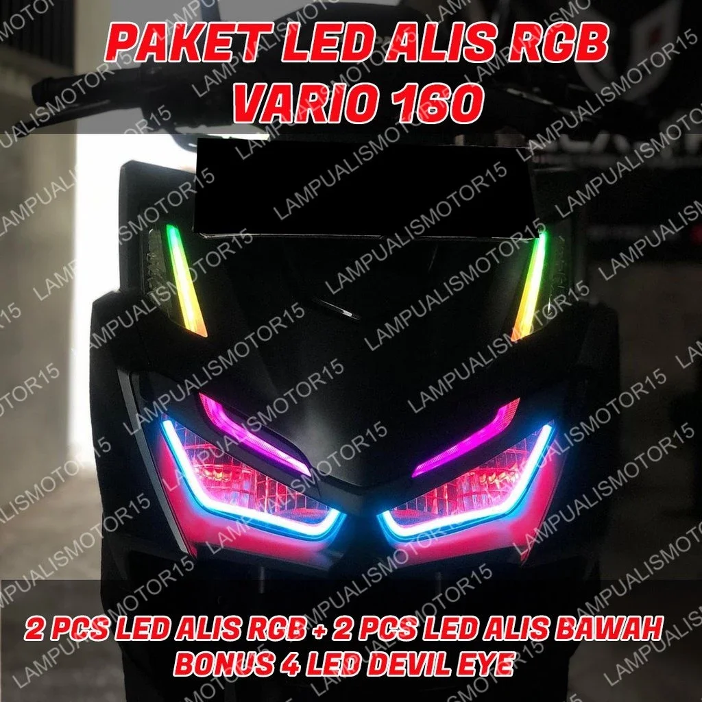 TERLARIS - LAMPU ALIS RGB SEIN RUNNING VARIO NEW 160 BONUS DEVIL EYE SEPASANG - LAMPU ALIS RGB REMOT