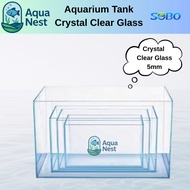 SOBO Aquarium Kaca Tank Crystal Clear Glass[60cm/50cm/40cm/35cm/30cm]-Tank 2kaki/Tank ikan/Aquarium 