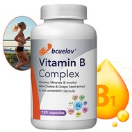 bcuelov Vitamin B Complex Supplement, 50mg high content of B vitamins + calcium, magnesium, and zinc