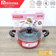 MINOWA Dutch Oven Teflon Pan XJ 1508 XJ 1509 XJ 1510 Premium Non-Stick + Glass Lid Milk Pan Saucepot