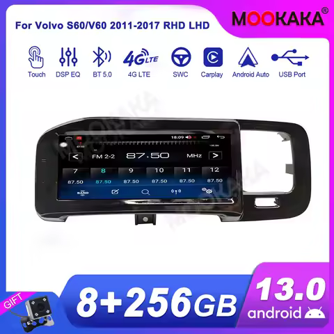 For Volvo S60/V60 2011-2017 RHD LHD Car Radio Multimedia Player Wireless Carplay Android Auto Autora