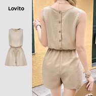 Lovito Boho Jumpsuit Jacquard Spring/summer Khaki Jumpsuit for Women L154ED345 Lovito Jumpsuit Boho 