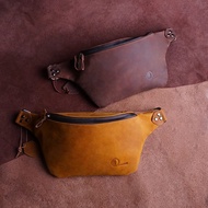 Waistbag Cross Bag Kulit Asli 100% Waterproof Casual Sporty Pouch Bag Beg Silang Kulit