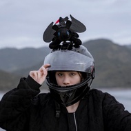 Cute black flying dragon with helmet stickers, baby dragon stuffed animal with wings for fun helmet 