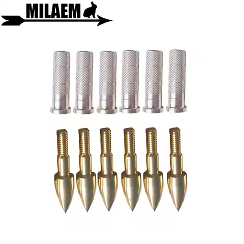 12/24pcs 100Gr Archery Target Point Arrowhead+Aluminum Insert For ID 6.2mm Carbon/Fiberglass Arrow S