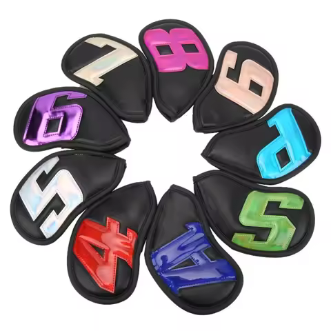 9PCS Golf Club Head Covers Waterproof PU Numbered Golf Club Head Protector For Outdoor