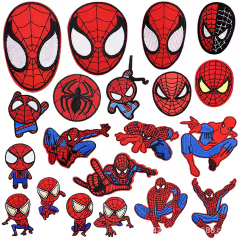 20pcs Spiderman embroidery Patch Cotton DIY Clothes Stickers Sew on Embroidery Patches Applique Iron