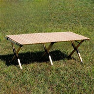 120cm松木蛋卷桌戶外桌子實木折疊桌自駕游便攜式露營野餐桌椅可