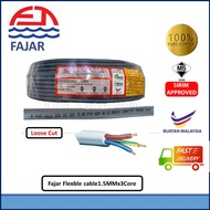 Fajar Flexble Cable 1.5mm ( 30 /0.25)3core  1Coil / 90Meter ( 1.5MMX3C-C )