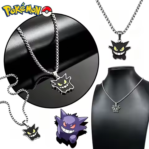 Pokemon Creative Gengar Necklace Cute Psyduck Jigglypuff Anime Fashion Pendant Cosplay Party Supplie