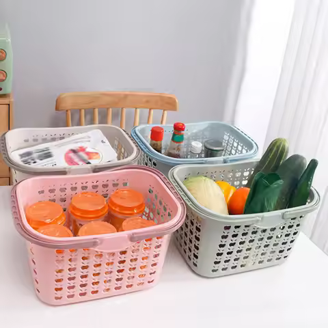 Fruit Picking Basket Plastic Handheld Storage Basket for Home Supermarket Desktop Fruit Vegetable Or