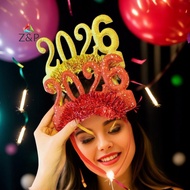 [Z&P-t] 1/4pcs 2026 Happy New Year  Christmas Numbers s Glitter Sequins Hair Hoop Eve Party Hair Ban