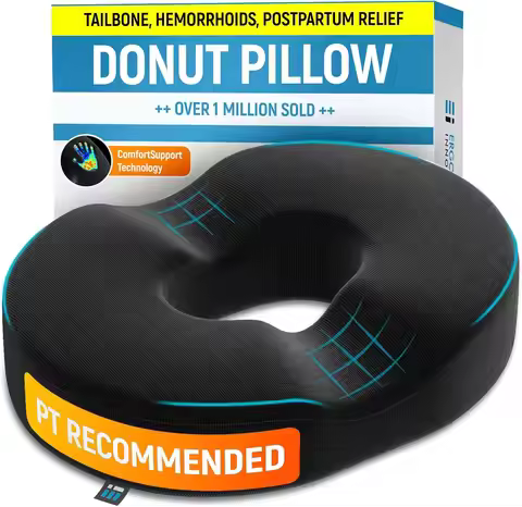 Donut Pillow for Tailbone Pain Relief - Orthopedic Seat Cushion for Hemorrhoids, Postpartum, and Pre