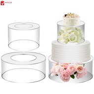 2Pcs Acrylic Cake Stand Fillable Cake Risers 6/10 Inch Clear Cake Tier Stackable Cake Display Box Decorative Cake Display Stand Round  Riser Stand Clear Cake Pillars SHOPSKC0153