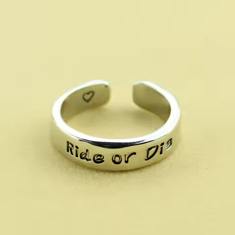 Movie Fast & Furious 8 Ring Jewelry Letter Ride or Die Open Adjustable Ring For Men and Women Cool M