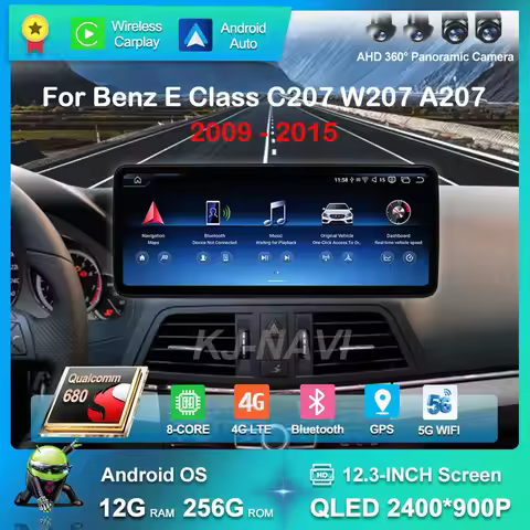 Car Video Multimedia Player Android 15 WiFi QLED Screen for Benz E Class C207 W207 A207 2009 - 2015 