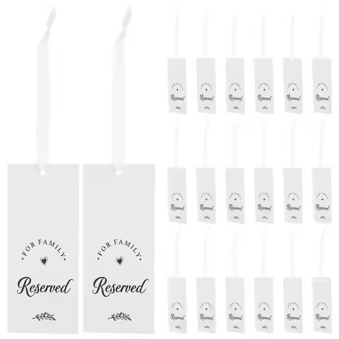 30PCS Reserved Seating Tag with Ribbon, Wedding Chair Tags Signs for Ceremony, Easy Hanging for Wedd