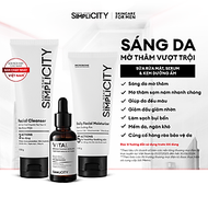 Bộ sản phẩm Men Stay Simplicity sáng da, mờ thâm cho nam: Sữa rửa mặt 100g + Vital Serum sáng da 30m