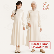 daidai (Ready Stock) Women Long Apricot Chinese Fashion Qipao Elegant Cheongsam Dress Muslimah 新重视复古