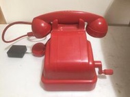 早期日本 紅色公衆電話機 電木手搖式古董電話