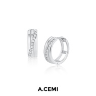 A.CEMI Penne Huggies ต่างหูเงินแท้ ชุบทอง 18K โรสโกลว์