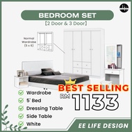 [EE LIFE DESIGN] SET BILIK TIDUR 5' X 6' / BEDROOM SET 5' X 6 ' / WARDROBE 2 DOOR & 3 DOOR
