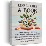 Book Quote Canvas Wall Art Motivational Life Is Like a Book Canvas Print Reading Quotes Painting 100