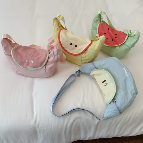Cute Fresh Fruit Dumpling Bag, Summer Guava Watermelon Pattern Crossbody Bag, Versatile Large Capaci