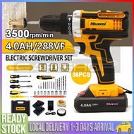 36 PCS Set Cordless Impact Drill Chargable Battery Screwdriver Hammer Drill With LED Light Work Multifunction Hand Tools