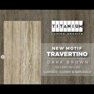 granit lantai 60x120 travertino dark brown by titanium textur glosy