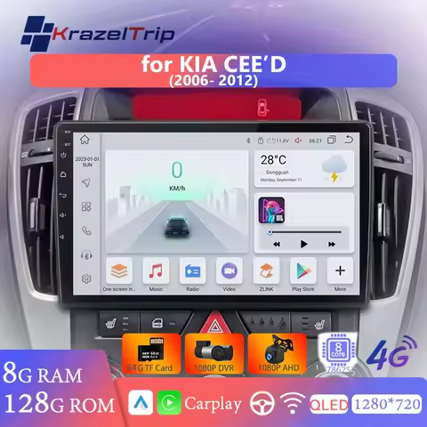 9 Inch QLED Carplay Android Auto Stereo for KIA CEED CEE'D 2006 - 2012 Car Radio Multimedia GPS Auto