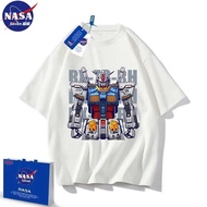 NASA ร่วมการ์ตูนแขนสั้นเสื้อยืดชายเมคากันดั้มหล่อนักเรียนชั้นยอดหลวมเสื้อด้านล่างหญิง  NASA co-branded cartoon short sleeve T-shirt Male Mecha Gundam handsome top student loose leggings female Black M