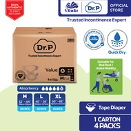 Dr. P Value Level 6 Box Adult Diaper M15/ L15/ XL15 (4 Packs) - 2x Skin Protection with Quick Dry