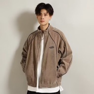 Hanlu ชุดทำงานผ้าสักหลาดหลวมๆสำหรับผู้ชายซิปแจ็คเก็ต