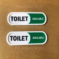 Slide toilet in use available slide restroom wc room sign board